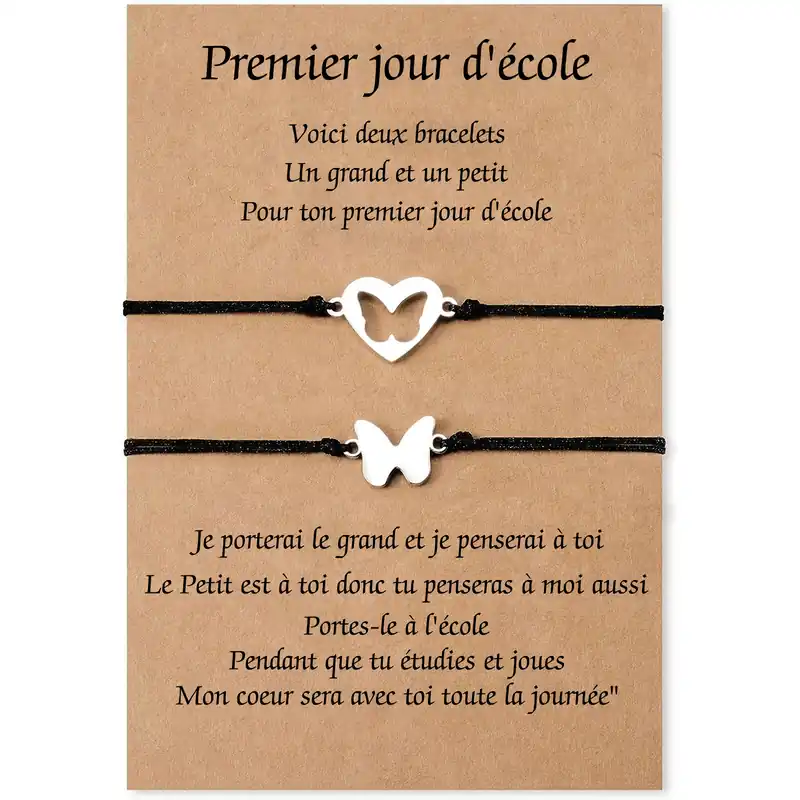 Promotion Saisonnière 2PCS Ensemble de Bracelets Papillon Bracelet en Commun Cadeau Rentrée Scolaire Premier jour d’école|Jessemade