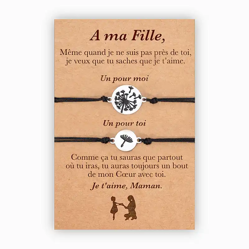 À Ma Fille-2PCS Ensemble de Bracelets Pissenlit - Cadeau Rentrée Scolaire Premier jour d’école Achat Immédiat