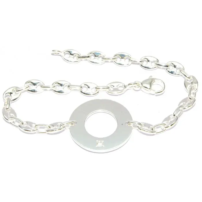 Promotion Saisonnière Bracelet argent grain de café 5mmx18cm avec diamant - D'Or et d'Argent