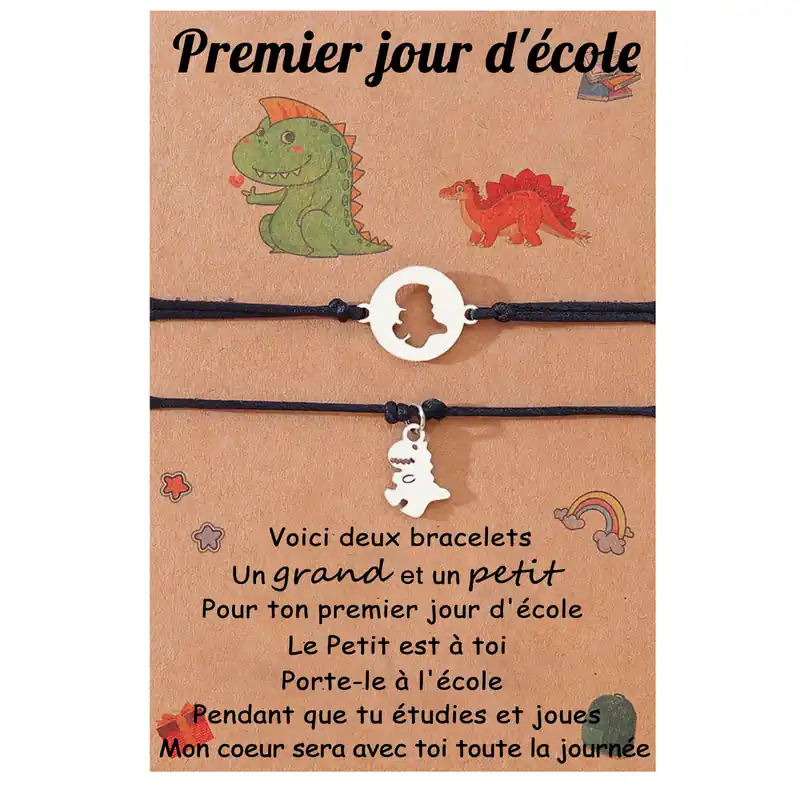 2PCS Bracelet en Commun DinosaureCadeau Rentrée Scolaire Premier jour d’école|Jessemade En Vogue