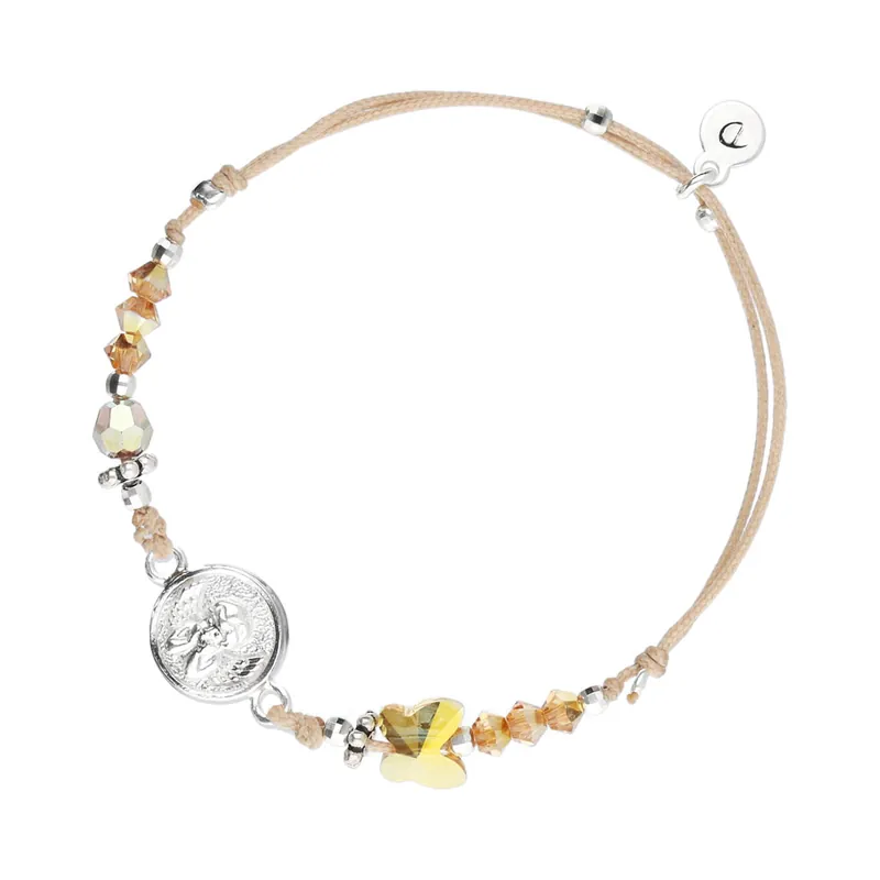 Solde BRACELET ENFANT BEIGE PAPILLON ET ANGE
