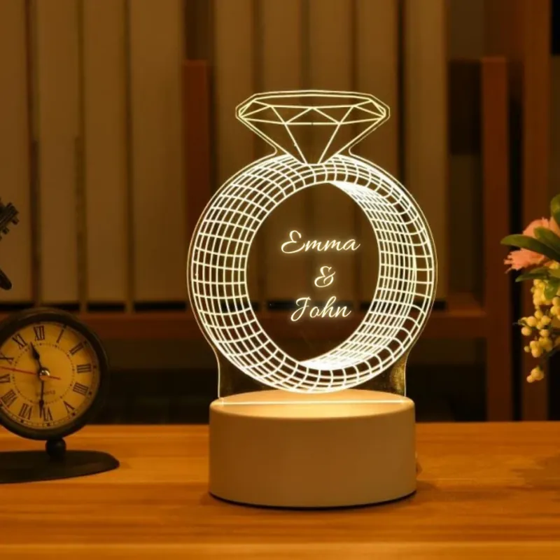 En Vogue Lampe de chevet bague de diamant LED Lumières monochrome personnalisée