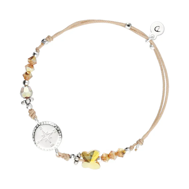 Remise BRACELET ENFANT BEIGE PAPILLON ET ROSE DES VENTS