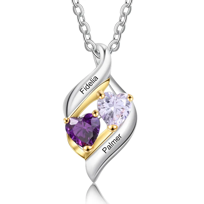 Paiement Sécurisé A ma fille-Collier Personnalisé 2 pierres naissance ARGENT 925