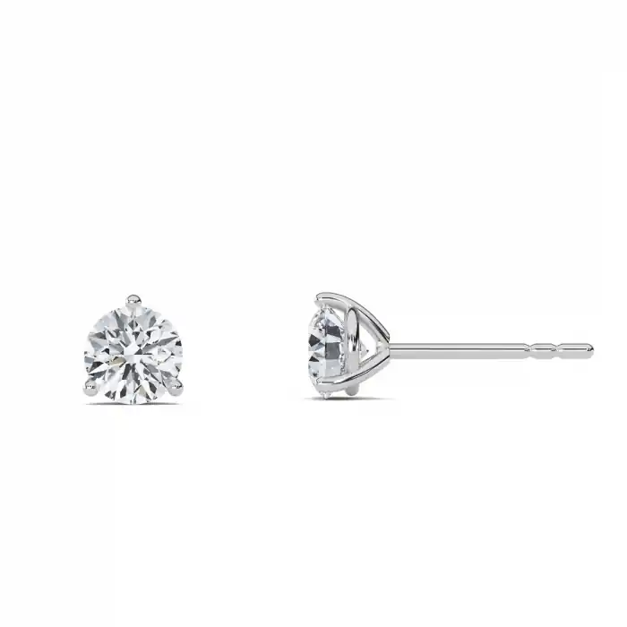 Offre Exclusive Boucles d'oreilles diamants de laboratoire martini 3 griffes en or blanc 14k