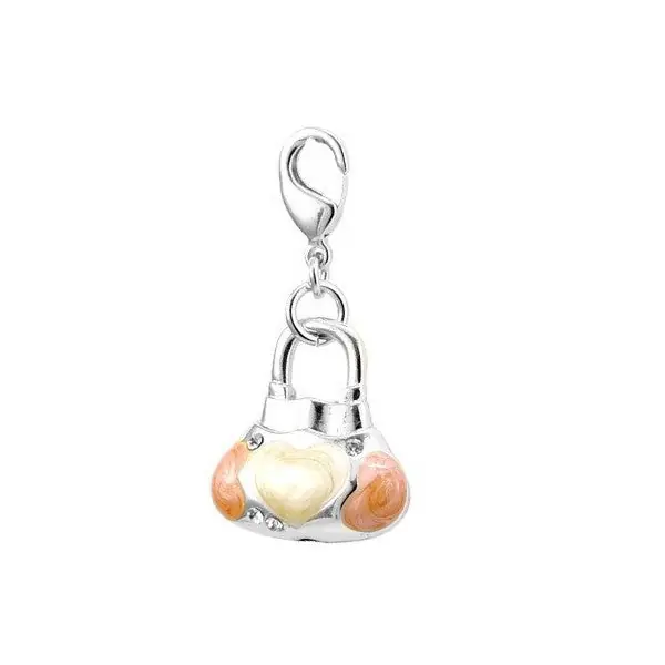 Collection Charm rhodié sac à main jaune et orange cz Satisfait Ou Remboursé