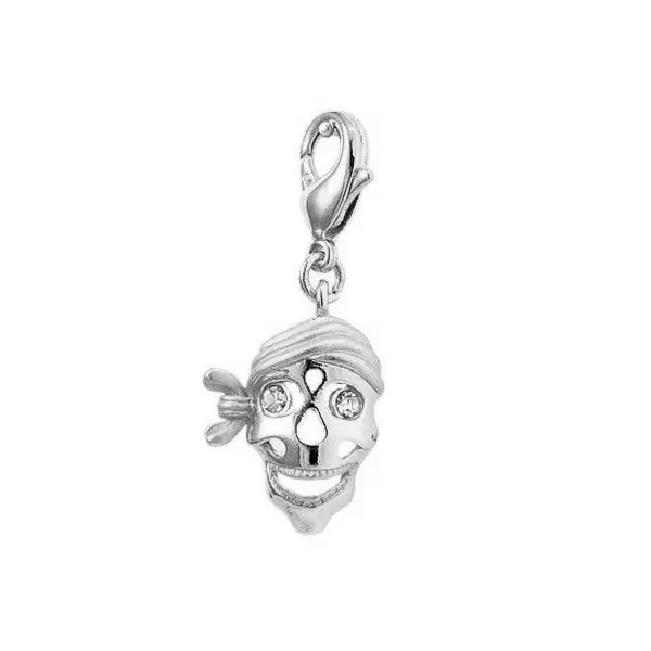 Collection Charm rhodié crâne pirate Artisanat