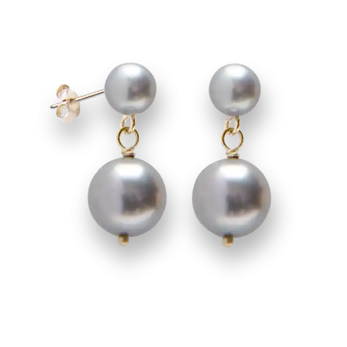 Paiement Sécurisé Boucles d'oreilles Charly perles doubles pendantes en jaune 10k roses blanches ou grises