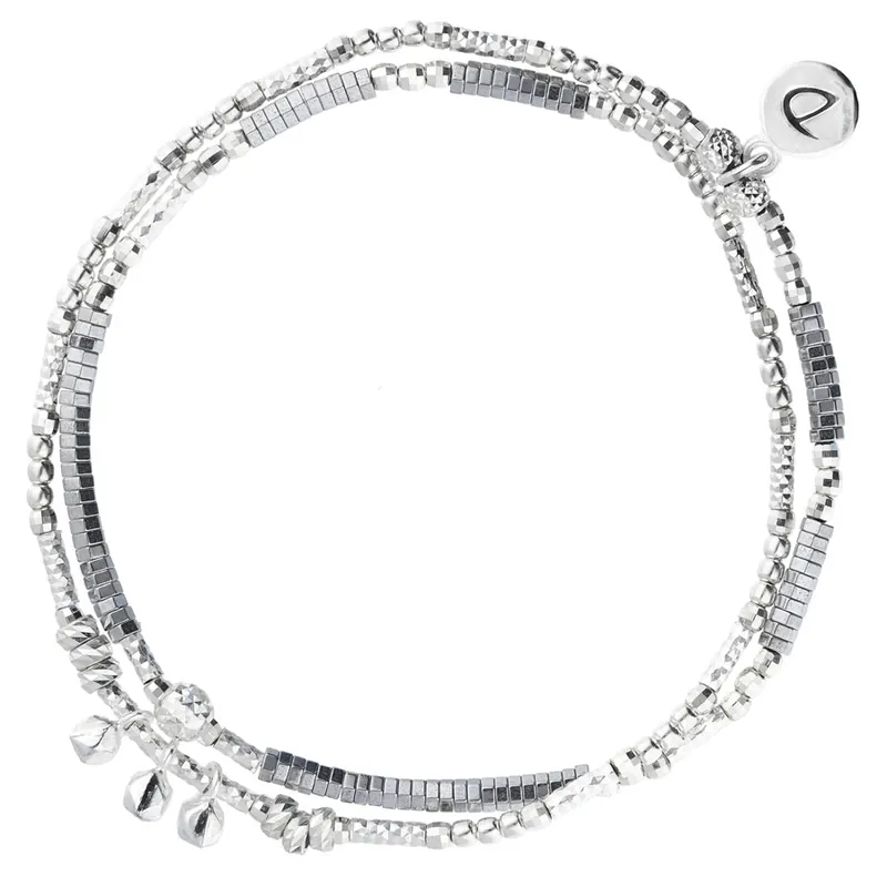 Quantité Limitée BRACELET SANTORINI DOUBLE RANGS HEMATITE GRISE