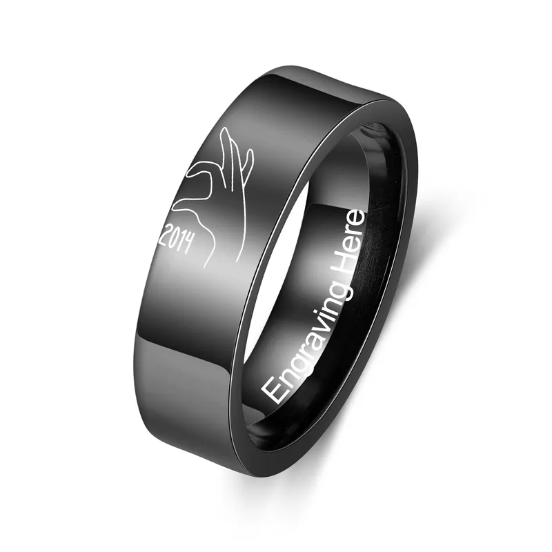 Nouvel Arrivage Bague Couple Texte Personnalisée avec Date Alliance Bague Homme