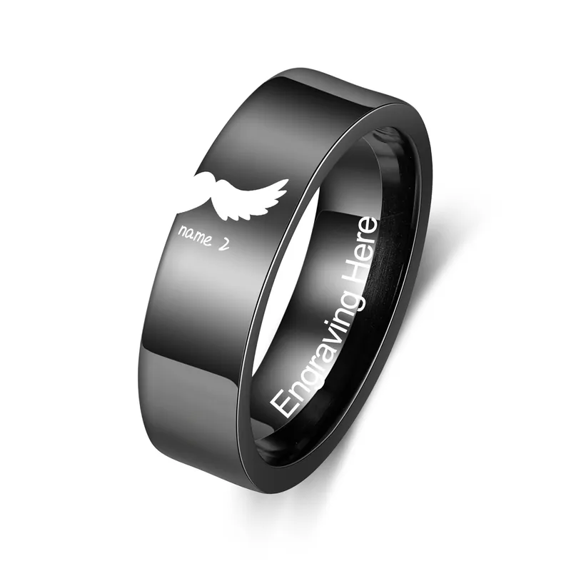 Haute Qualité Bague Couple Prénom Personnalisé avec Texte Alliance Bague Homme