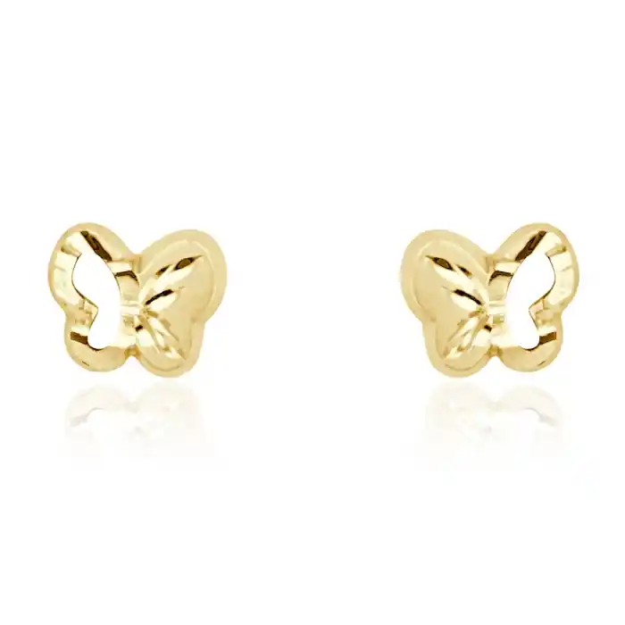 Prix Choc Boucles d'oreilles papillons ajourés et coupe diamant en or jaune 10k pour enfant