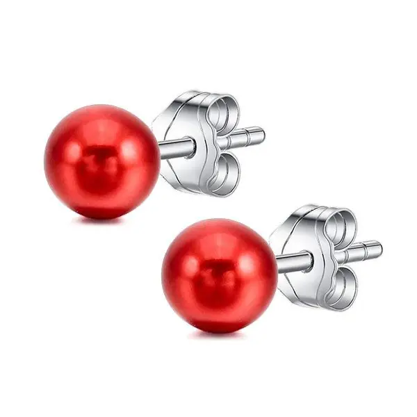Prix Réduit Boucles d'oreilles céramique - Puces - Couleur rouge