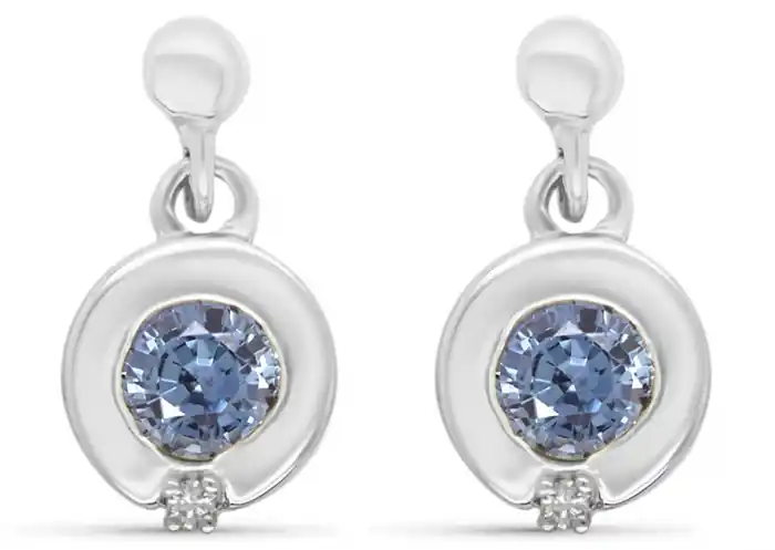 Super Prix Boucle d'oreilles Odena saphirs bleus serti clos pendants et diamants en or blanc 10k