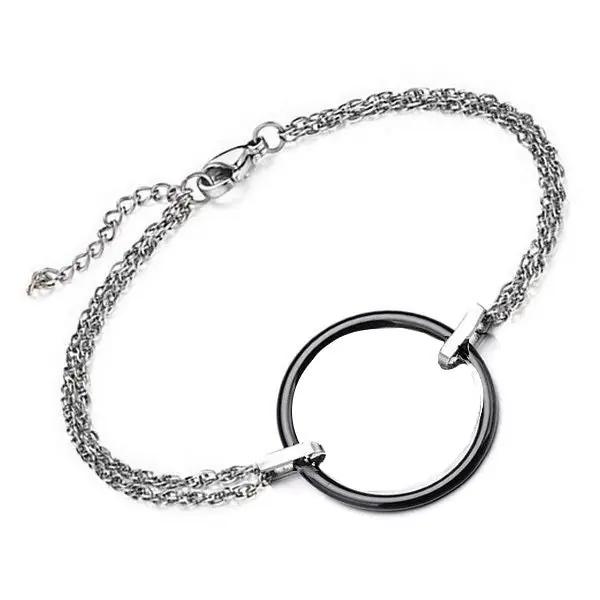 Promotion Saisonnière Bracelet acier céramique pour femme cercle noir