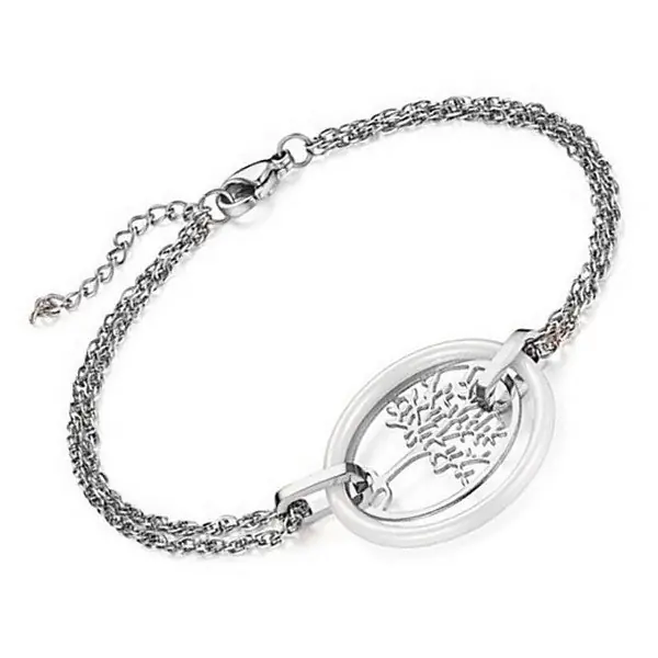 Bracelet acier et céramique - Arbre de vie et céramique blanche Expédié Aujourd’hui