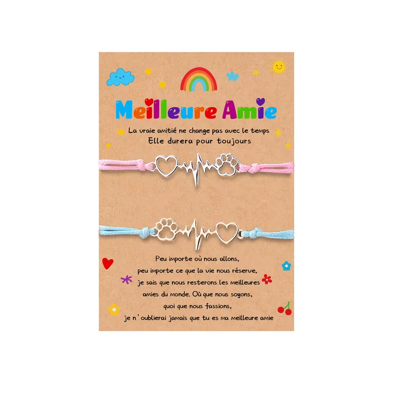 2PCS Ensemble de Bracelets amoureuse Corde élastiques - Cadeau pour meilleure amie Top Vente