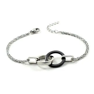 Dernier Modèle Bracelet acier et céramique - 2 anneaux - anthracite