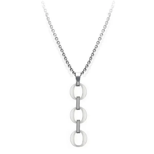 Authentique Collier acier et ceramique pour femme - Triple anneaux