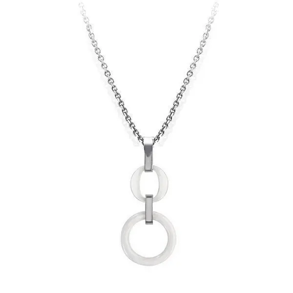Meilleur Choix Collier acier et céramique - 2 cercles blancs
