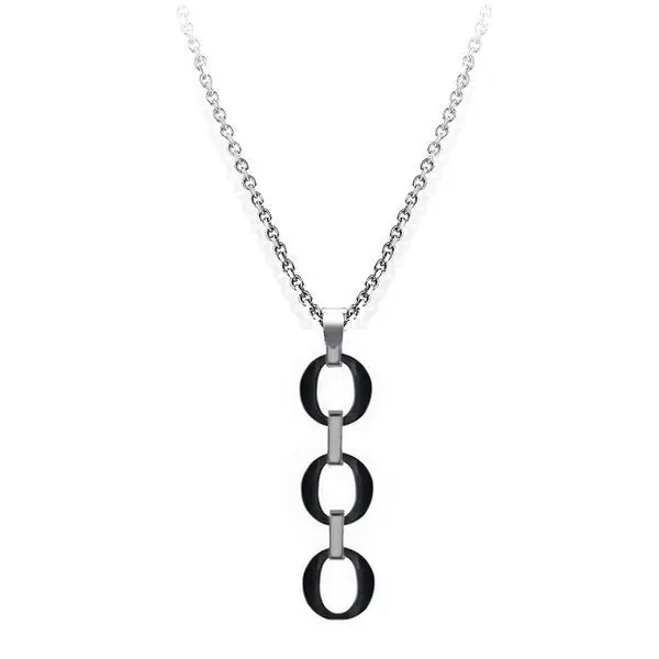 Collier acier et ceramique pour femme - Triple anneaux Artisanat