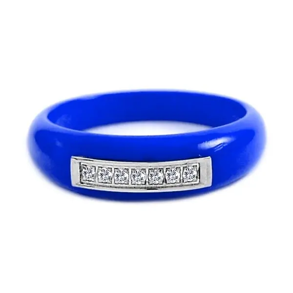 Bague en céramique - Couleur bleu - Lignées de strass Quantité Limitée