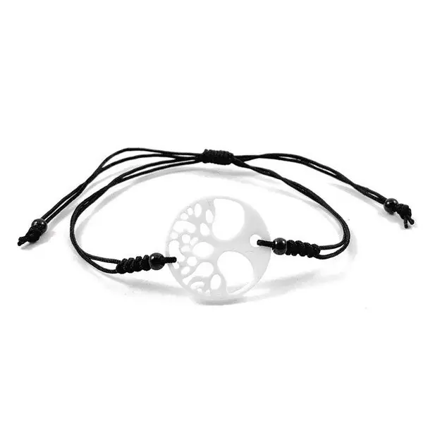 Bon Plan Bracelet cordon céramique - Arbre de vie blanc