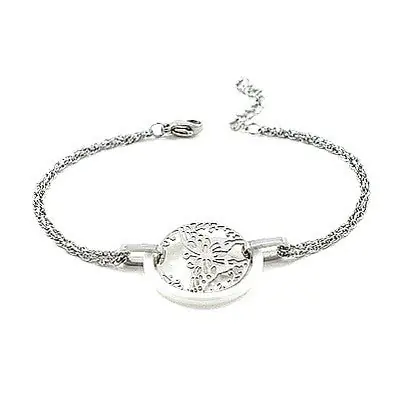 Achetez Aujourd’hui Bracelet acier et céramique - Papillon et céramique blanche