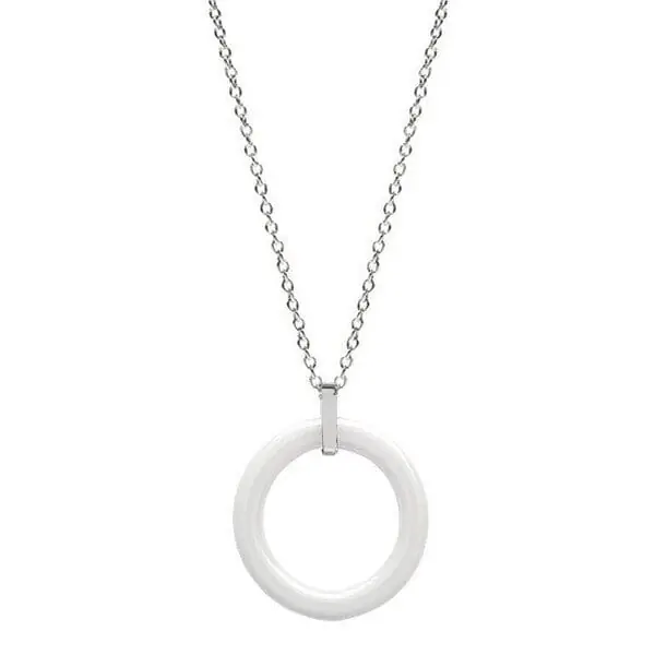 Retour Gratuit Collier acier céramique pour femme - Cercle blanc