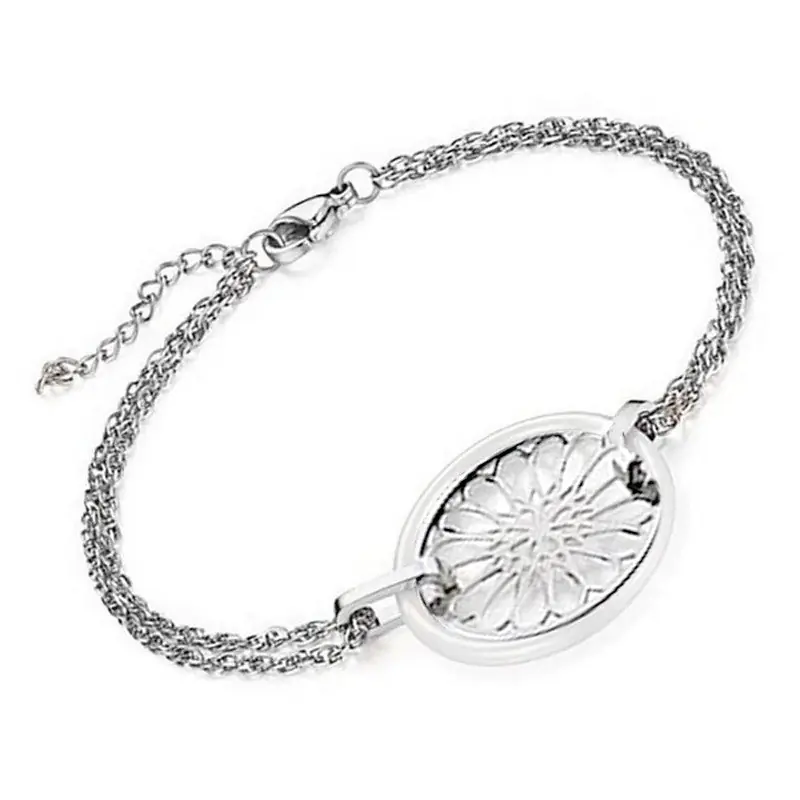 Acheter Direct Bracelet acier et céramique - Rosace et céramique blanche