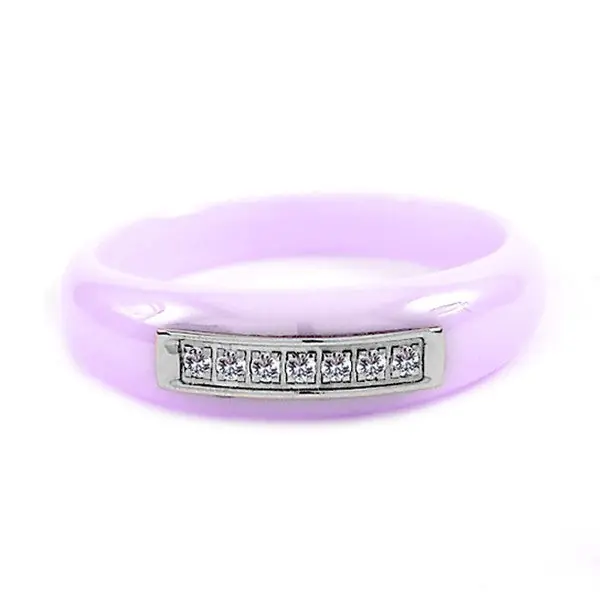 Bague en céramique - Couleur violet - Lignées de strass Offre Spéciale