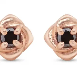 Affaire À Saisir Boucle d'oreilles Monoï fleurs et diamants noirs en or rose 10-14K pour enfant