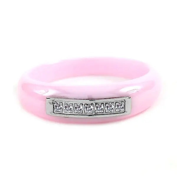 Livraison Express Bague en céramique - Couleur rose - Lignées de strass