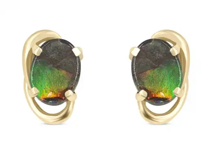 Expédition Rapide Boucle d'oreilles Magrath ammolite ovale en or jaune 10-14K pour femme