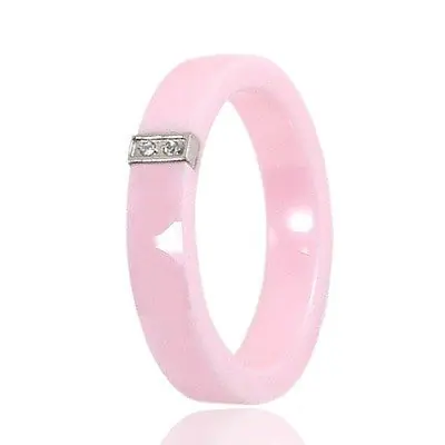 Haute Qualité Bague en céramique pour Femme - Rose - Lignés de strass
