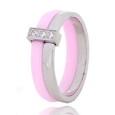 Acheter En Ligne Bague en céramique pour Femme - Rose et argentée - cz