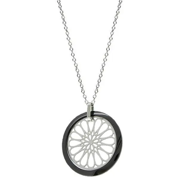 Bon Marché Collier acier céramique - Rosace anthracite
