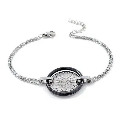Certifié Bracelet acier céramique - Rosace et céramique anthracite