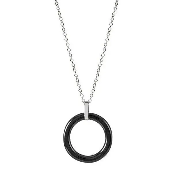 Satisfait Ou Remboursé Collier acier céramique pour femme - Cercle noir
