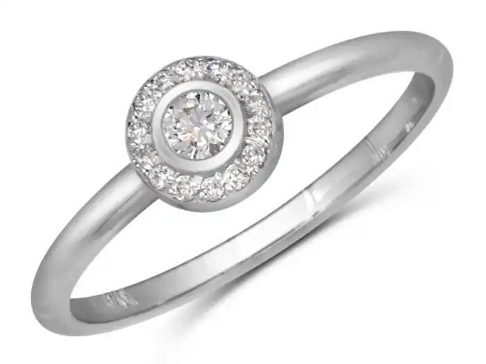 Bague Météore à diamants serti clos et halo brillant en platine pour femme Marque