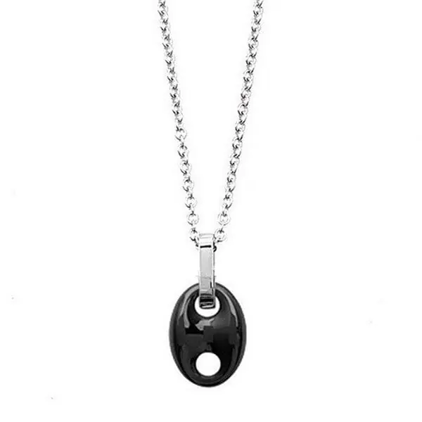 Collier acier céramique pour femme - Grain de café noir Tendance