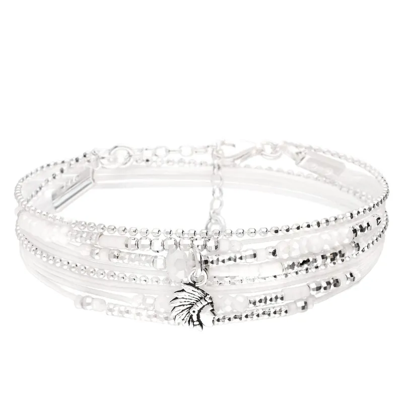 Remise BRACELET INDIA DOUBLE TOURS BLANC
