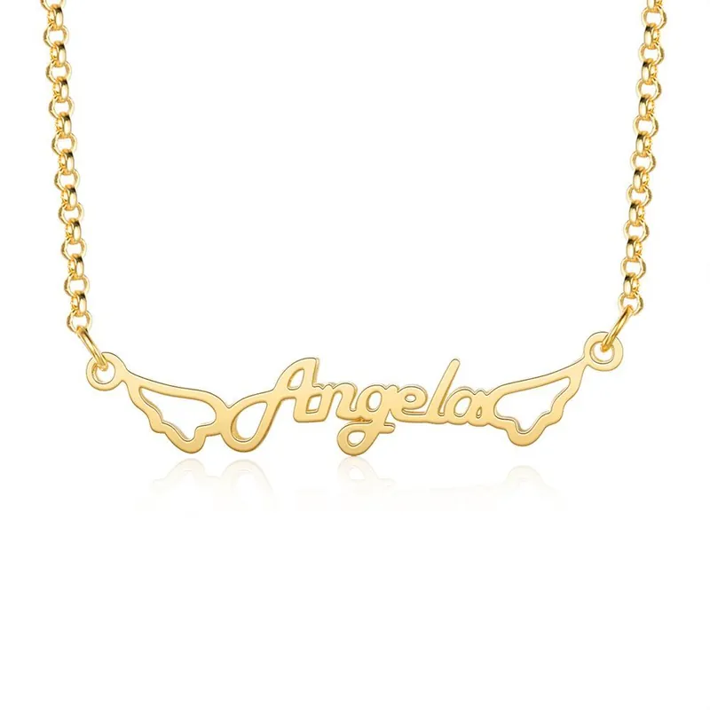 Jusqu’à Épuisement Des Stocks Collier Prénom Personnalisé Pendentif Ailles pour Enfant Femme