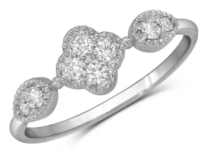 Exclusif Bague Alhambra à diamants trèfle en trinité en platine pour femme