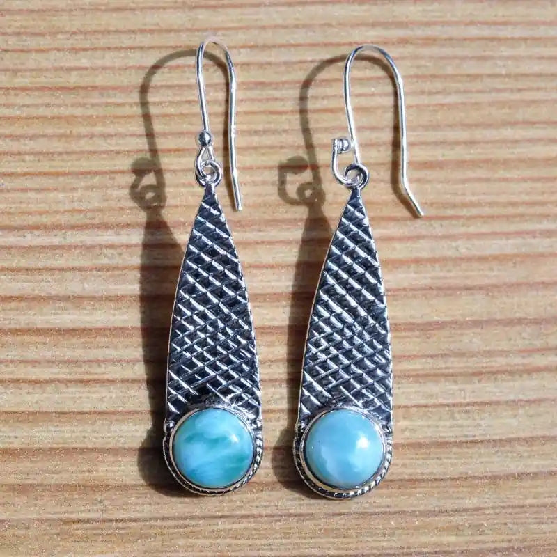 Longues boucles d'oreilles argent pierre en larimar Marque