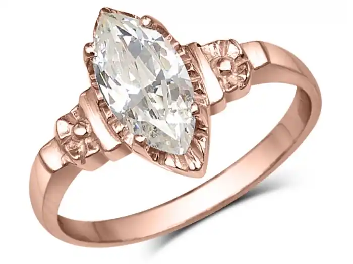 Top Qualité Bague vintage Mirilinezircon cubique de taille marquise en or rose 10k pour femme