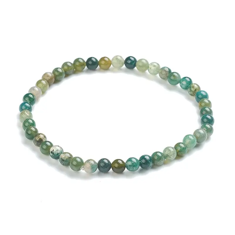 Bracelet pour femme - perles naturelles agate verte 4 mm Meilleur Choix