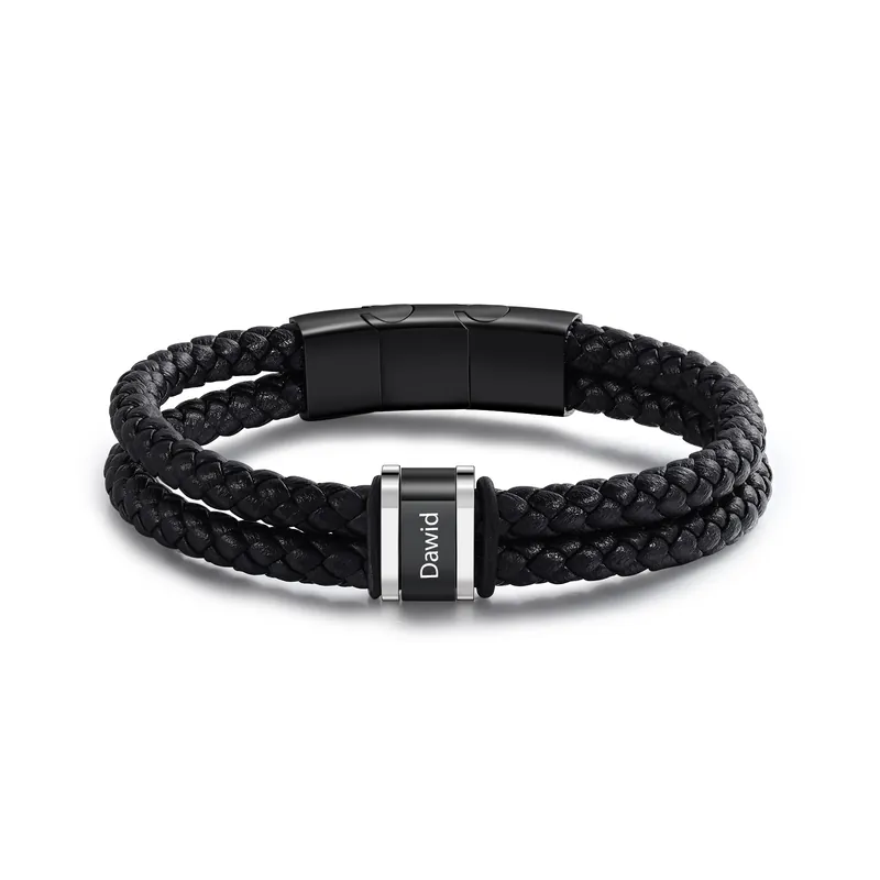 Bracelet Cuir 1-5 Préoms Personnalisés pour Homme Retour Gratuit