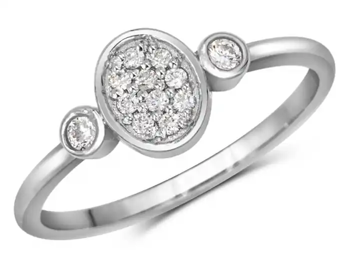 Bague Miroir trinité et ovale pavé de diamants en platine pour femme Authentique