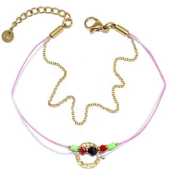 Dernier Modèle Bracelet pour femme - Pierres minérale - Rose , lilas & doré